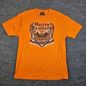 Harley Davidson Graphic T-Shirt Men's L Follow No One Temecula California Orange